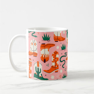 Verschiedene Muster von Cowboystiefeln Kaffeetasse