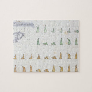 Verschiedene Positionen des Körpers während des Puzzle