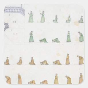 Verschiedene Positionen des Körpers während des Quadratischer Aufkleber