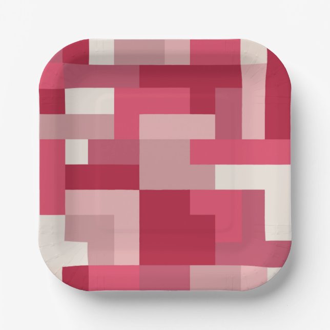 Verschiedene rote abstrakte Farbtöne Pappteller (Vorderseite)