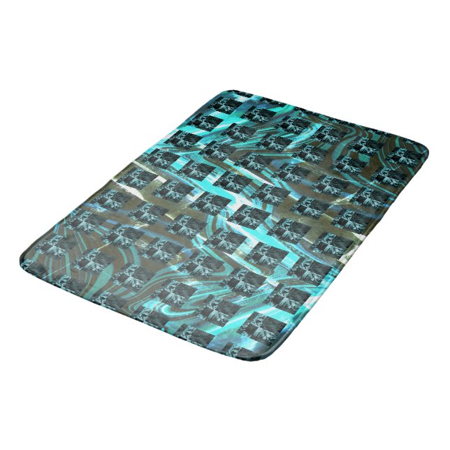 Verschiedene Schach, Quadrate oder Bild im Raster? Badematte (Schrägansicht)