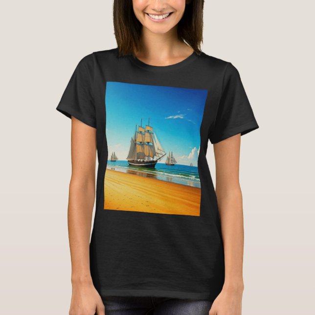 Verschiedene Schiffe, die im Wasser schwimmen T-Shirt (Vorderseite)