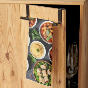 Verschiedene Speisen Geschirrtuch