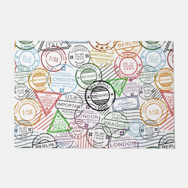 Verschiedene Städte retro postalische Kennzeichnun Fußmatte (Vorderseite)