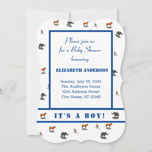 Verschiedene Tiere als Aufforderung Einladung (Vorderseite)