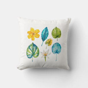Verschiedene tropische Blume Blätter Kissen
