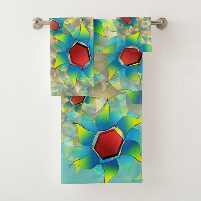 Verschiedene virtuelle Blume, bläuliche Blätter au Badhandtuch Set (Insitu)