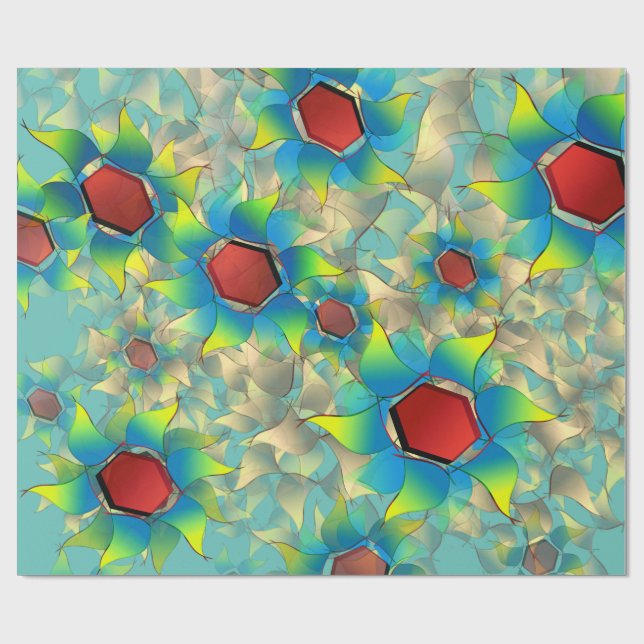 Verschiedene virtuelle Blume, bläuliche Blätter au Geschenkpapier (Flach)