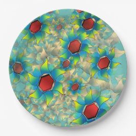 Verschiedene virtuelle Blume, bläuliche Blätter au Pappteller