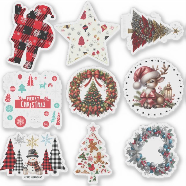 Verschiedene Weihnachtsgeschenk-Aufkleber Aufkleber (Vorderseite)