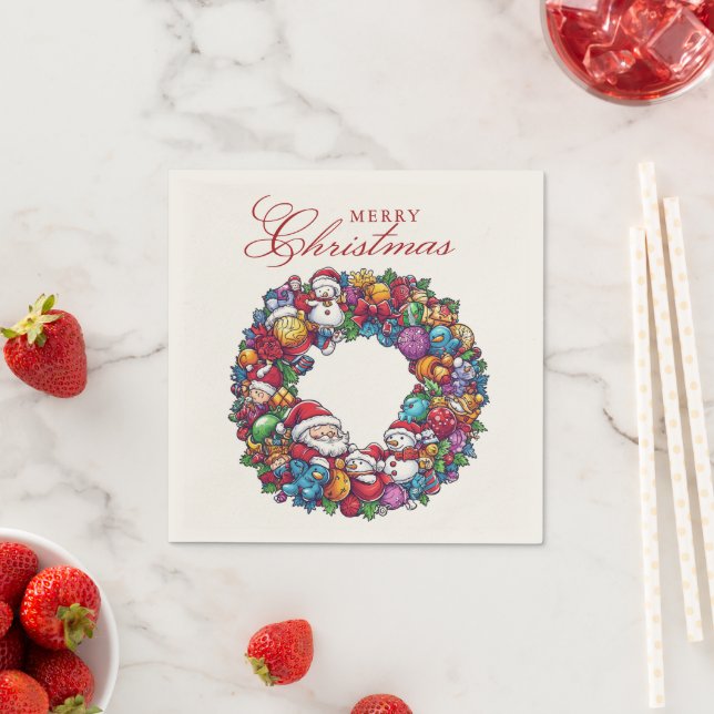 Verschiedene Weihnachtsmotive Frohe Weihnachten Serviette (Beispiel)