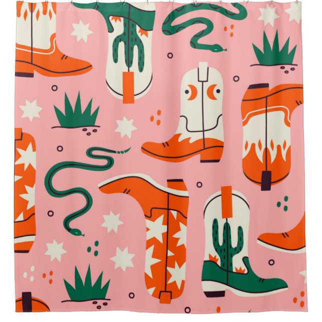 Verschiedenes Cowboystiefel-Muster Duschvorhang (Vorderseite)