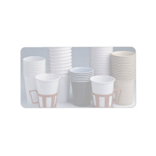 Verschiedenes trinkende Schalen PlastikFoto Adressaufkleber