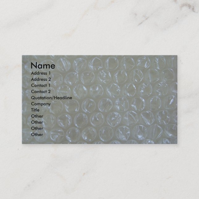 Verschiffen-Visitenkarte auf Luftpolsterfolie Visitenkarte (Vorderseite)
