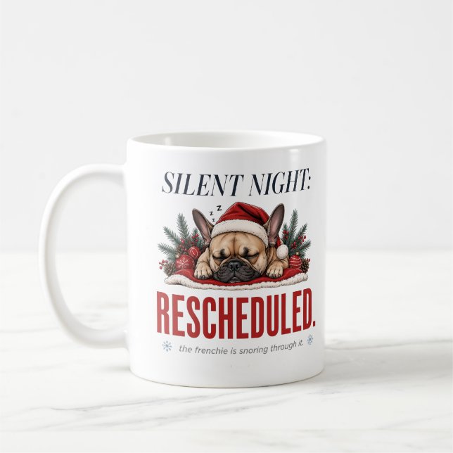 Verschlafene Frenchie Weihnachts-Zitat-Mug-Design Kaffeetasse (Links)