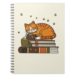 Verschlafene Katze liest Notizbuch Notizblock