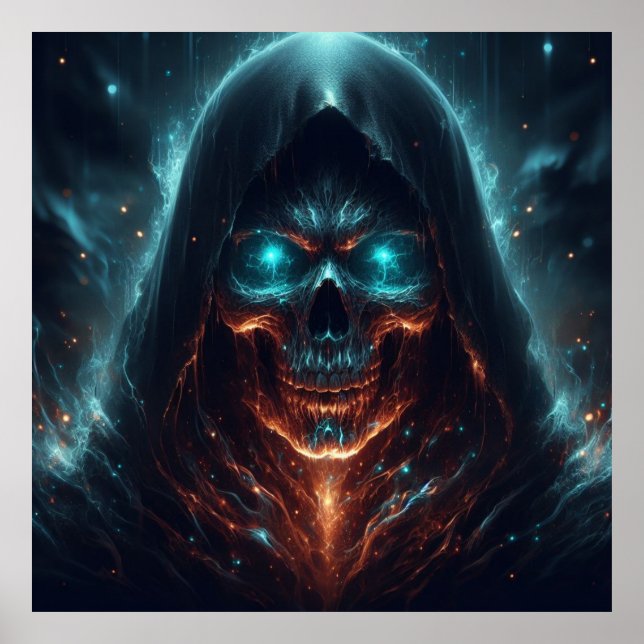 Verschleierte Schatten - Mystical Skull Art Poster (Vorne)