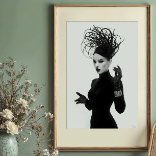 Verschleiertes Geheimnis: Avantgarde-Monochrom-Gla Poster
