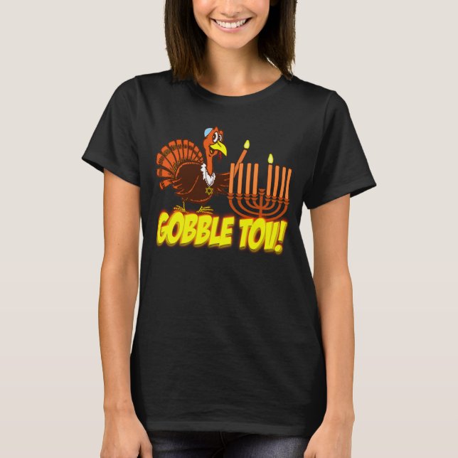 Verschlingen Sie Tov Thanksgivukkah die Türkei T-Shirt (Vorderseite)
