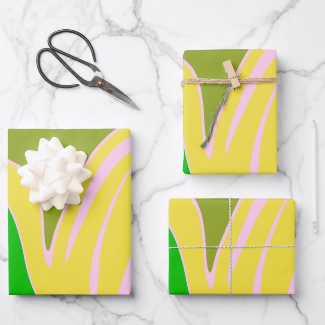 Verschlungene Farbwel-len mit sanften Kurven Geschenkpapier Set (Vorderseite)