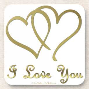 Verschlungene goldene Herzen Ich liebe Dich Getränkeuntersetzer