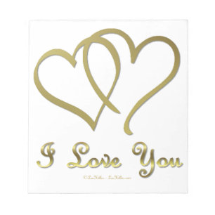 Verschlungene goldene Herzen Ich liebe dich Notizblock