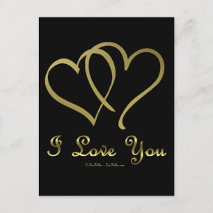 Verschlungene goldene Herzen Ich liebe Dich Postkarte