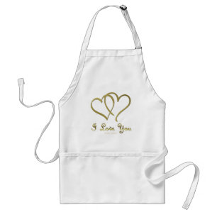 Verschlungene goldene Herzen Ich liebe Dich Schürze