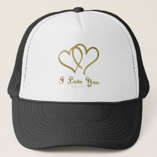 Verschlungene goldene Herzen Ich liebe Dich Truckerkappe