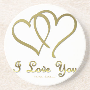Verschlungene goldene Herzen Ich liebe Dich Untersetzer