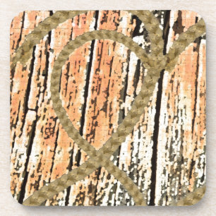 Verschlungene Herzen Liebesseil Herz Holz hölzern Getränkeuntersetzer