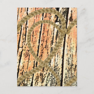 Verschlungene Herzen Liebesseil Herz Holz hölzern Postkarte
