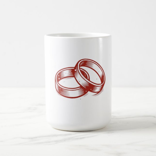 Verschlungene Hochzeitsringe Tasse - Rotes und gol (Mittel)