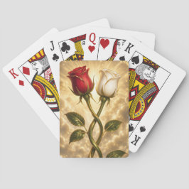 Verschlungene rote und weiße Rosen. Spielkarten