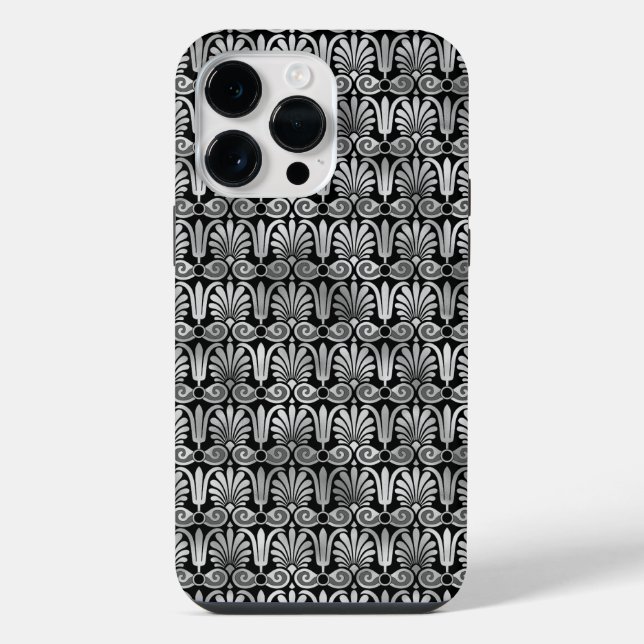 VERSCHLUNGENE SCHWARZ-SILBER-MUSTER iPhone HÜLLE (Rückseite)