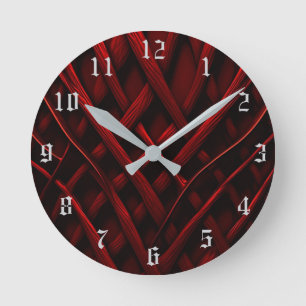 Verschlungener roter Faden Runde Wanduhr