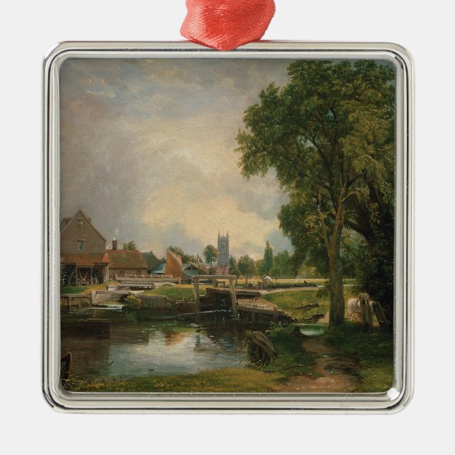 Verschluss John Constables | Dedham und Mühle, Silbernes Ornament (Vorne)