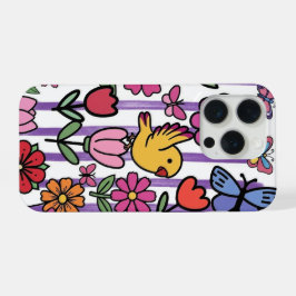 Verschlusseltes Blumenhandyhülle Vogel Schmetterli iPhone 15 Pro Hülle