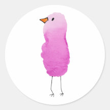 Verschmitzter rosa Wasserfarben-Vogel-Aufkleber