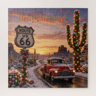 Verschneite Route 66 Familienspiel Nacht Puzzle