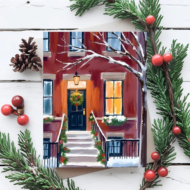 Verschneite Stadt Stoop | Weihnachten Winter Aquar (Von Creator hochgeladen)