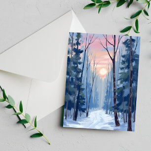 Verschneiter Waldweg Winter Sonnenlicht Aquarellka