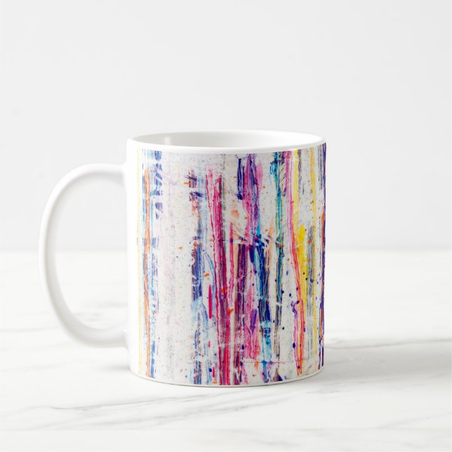 Verschnittliche Farbe auf weißer Grundfarbe, Kunst Kaffeetasse (Links)