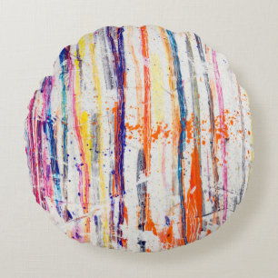 Verschnittliche Farbe auf weißer Grundfarbe, Kunst Rundes Kissen