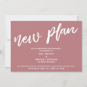 Verschobene Hochzeit Neuer Plan Dusty Rose Ankündi Einladung