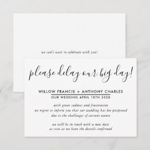 VERSCHOBENE HOCHZEIT unseren großen Tag verschiebe Einladung