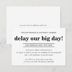 VERSCHOBENE HOCHZEIT unseren großen Tag verzögern  Einladung