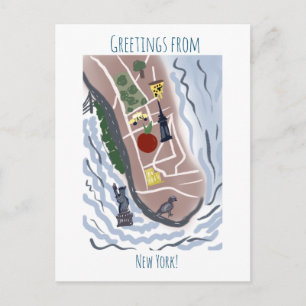 Verschobene New York Karte   Handgezeichnete Illus