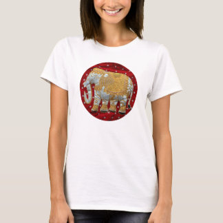 Verschönert indische Elefanten Rot und Gold T-Shirt