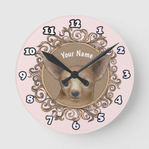 Verschönerte Chihuahua-Uhr Runde Wanduhr